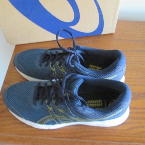 Asics Gel Contend 6 Men's 11.5 Running Shoes Blue Grand Shark Vibrant Yellow - Picture 9 of 14